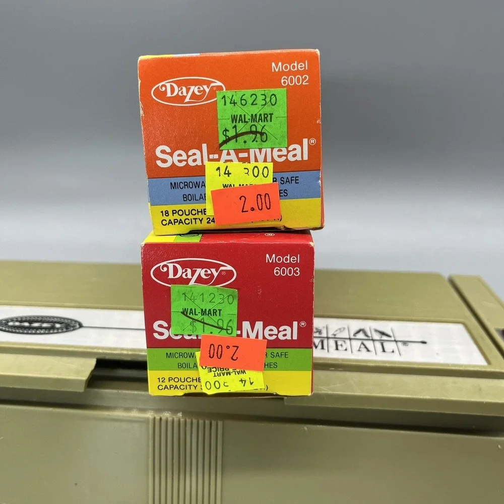 Vintage Dazey Seal a Meal Model Sam 1 E-Z Fill & 2 Boxs Boilable Cooking Pouches